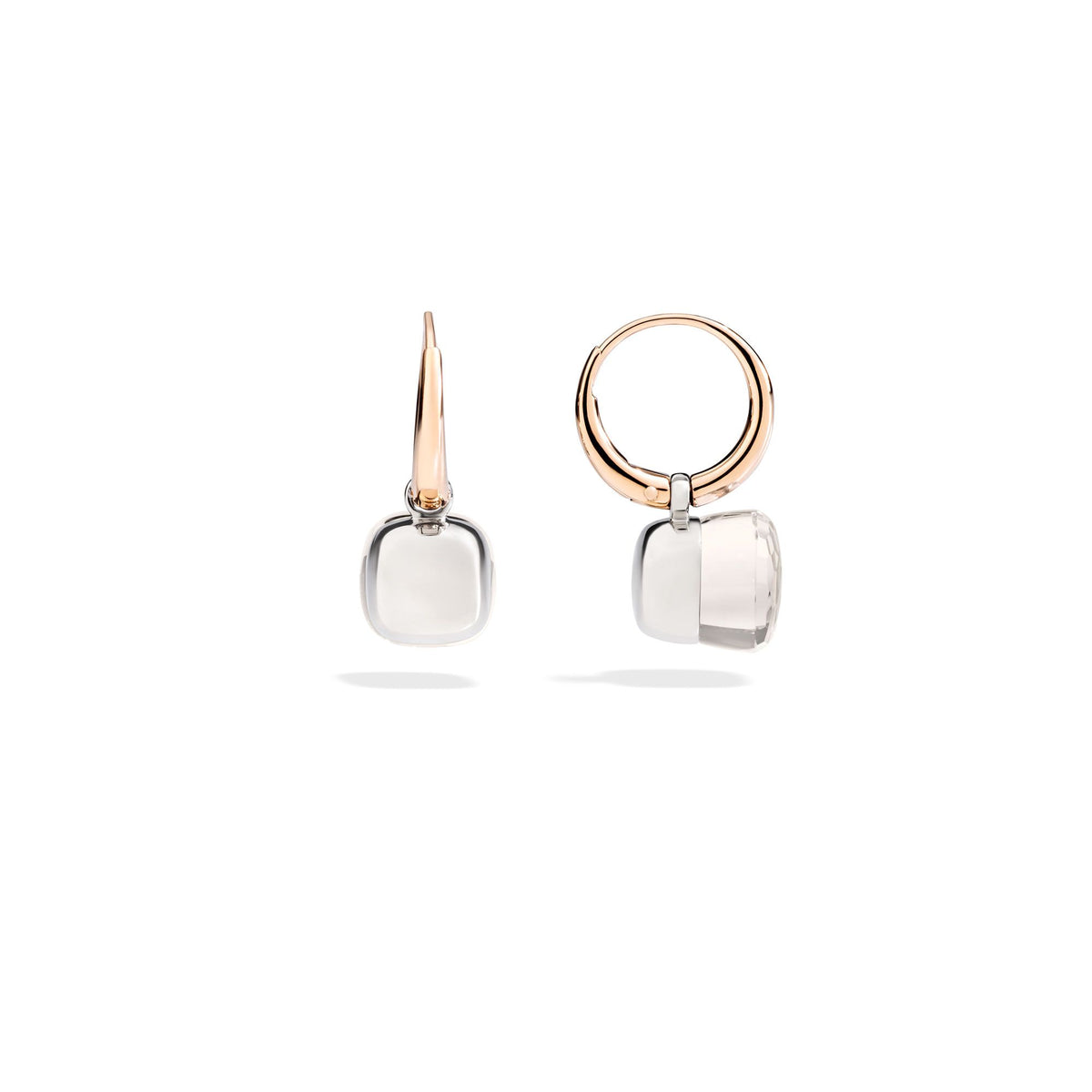 Orecchini in Oro Bianco con Castone in Oro Rosa Topazio Blu London Sfaccettato e Diamanti Ct 0,55 | Pomellato